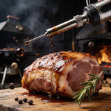 Smoke on Wheels Pork Marinade & Injection – exploded macro injector on pork shoulder