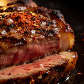 Republic The General gluten-free all-purpose BBQ rub - macro close-up of the rub crust on grilled steak