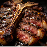 Republic Signature Beef gluten-free BBQ rub - macro close-up of the peppery crust on a sliced steak