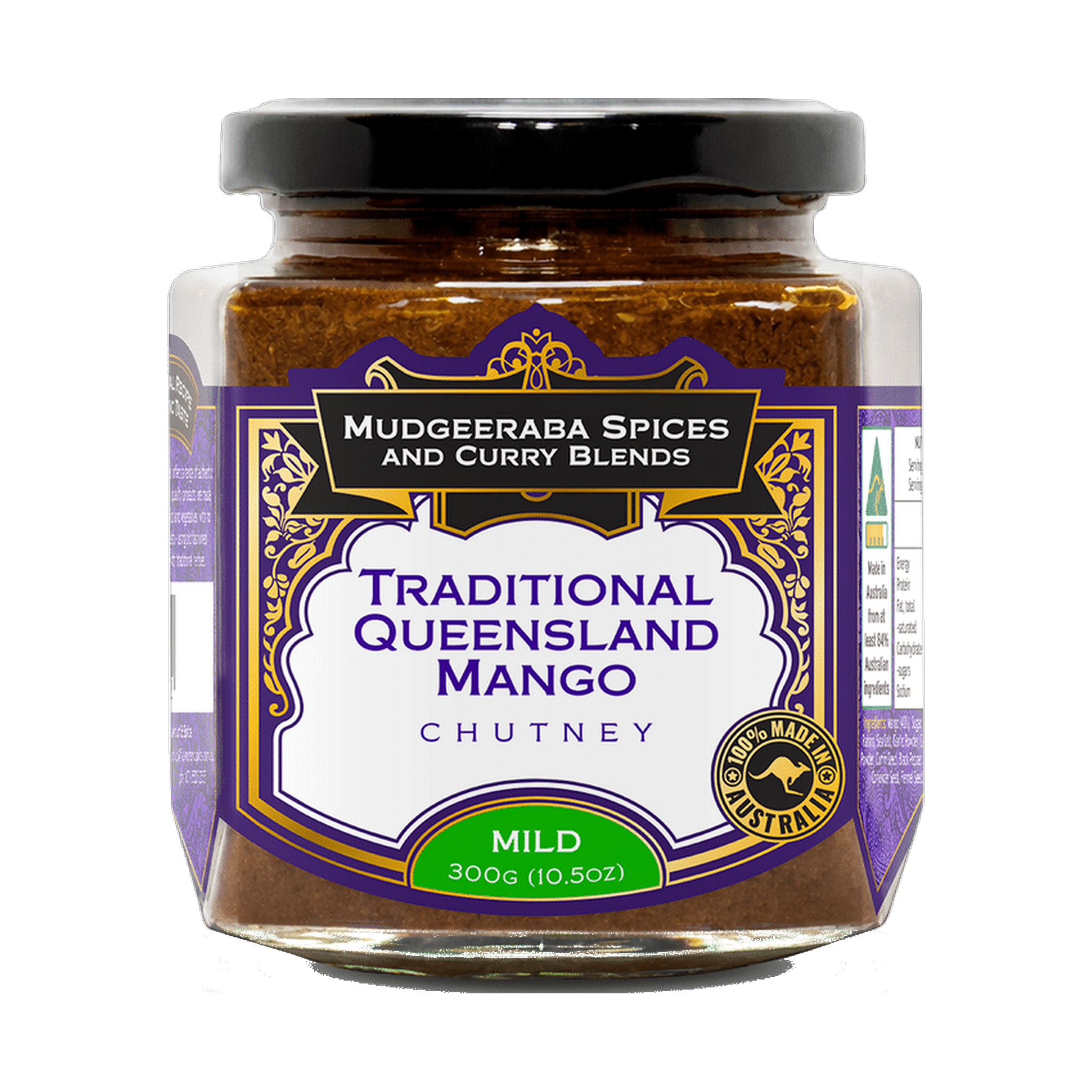 Mudgeeraba Spices Traditional Queensland Mango Chutney Mild 320g jar front