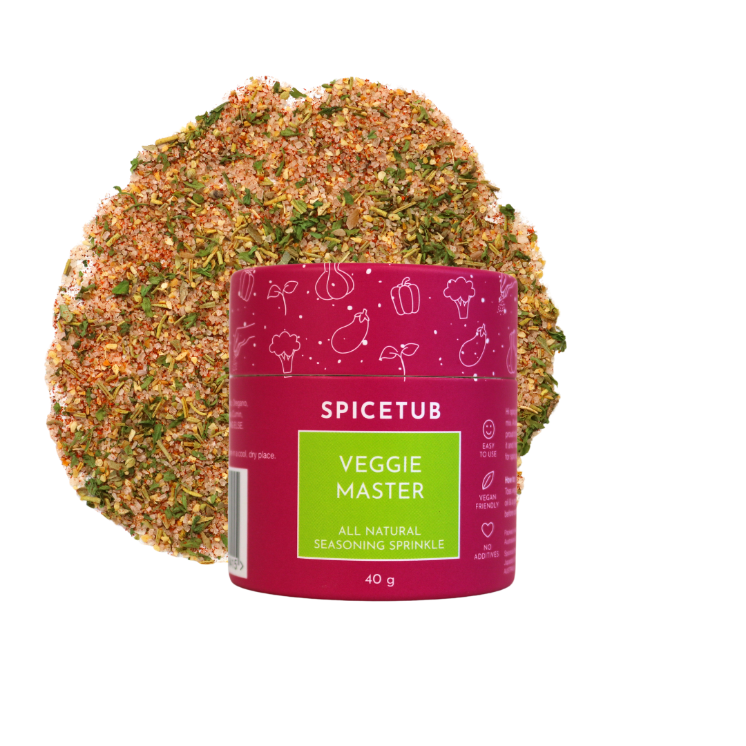 Spicetub Veggie Master all-natural herb and garlic veggie seasoning 40g tub