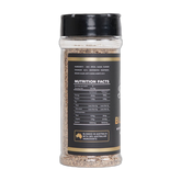Butchers Axe Bullseye beef rub 200g shaker, back label with nutrition panel and ingredients, transparent background