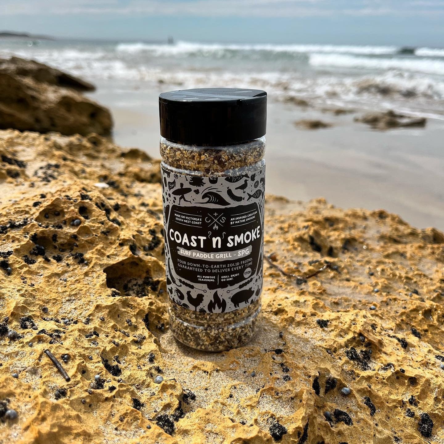 COAST N SMOKE: Surf Paddle Grill (Salt Pepper Garlic SPG) Seasoning Rub β 170g