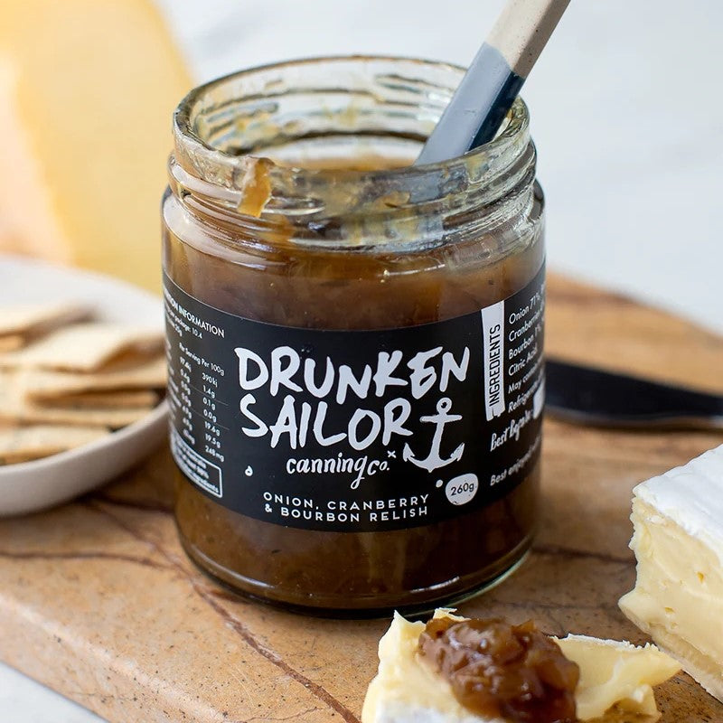 DRUNKEN SAILOR: Onion, Cranberry & Bourbon Relish – 260g