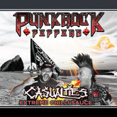 Punk Rock Peppers Casualties hot sauce label artwork