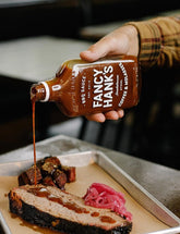 Fancy Hank's Coffee & Molasses BBQ Sauce 330ml - coffee molasses barbecue sauce label detail