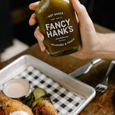 Fancy Hank's Jalapeno & Peach Hot Sauce 200ml - bronze medal hot sauce label detail
