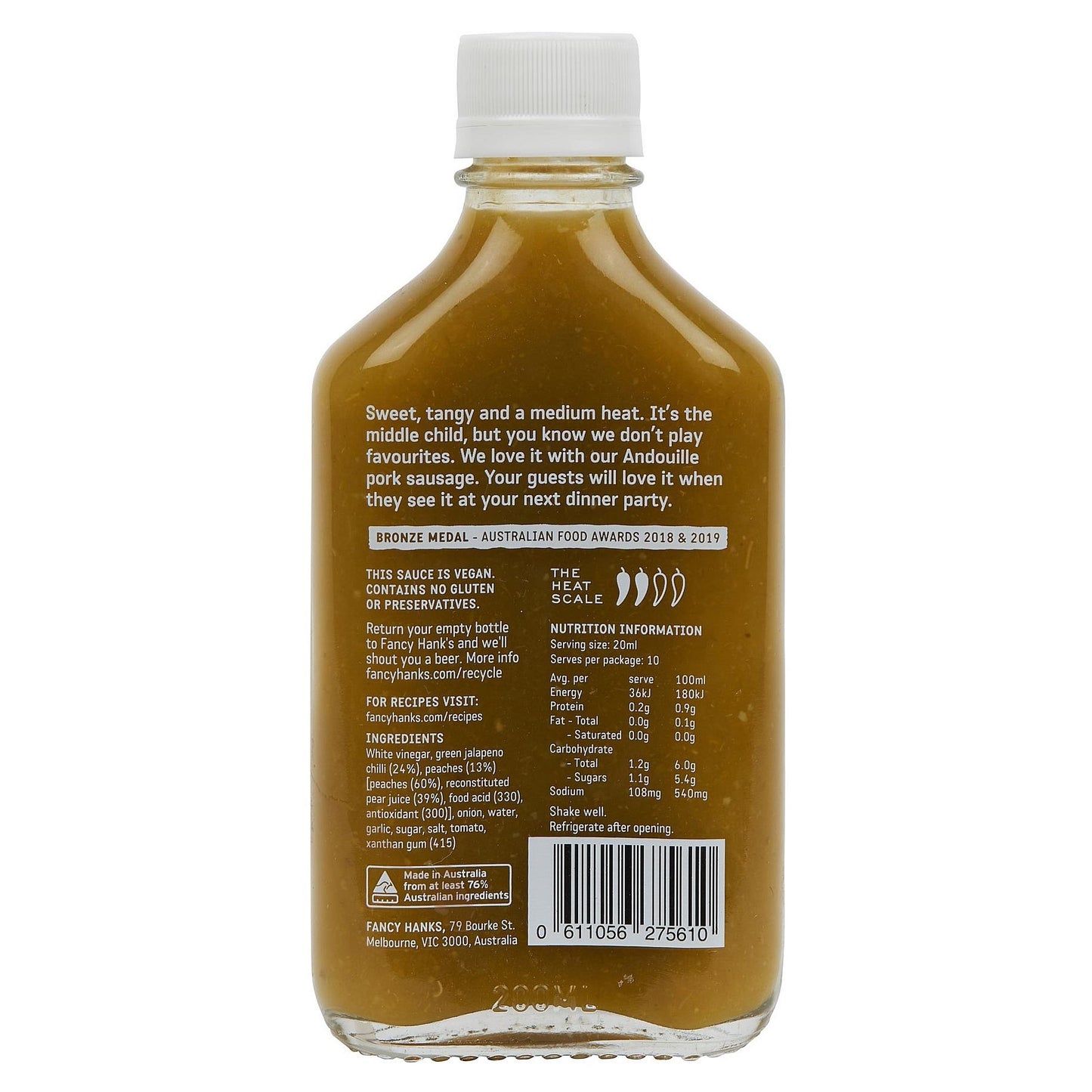 FANCY HANKS: Jalapeno & Peach Hot Sauce – 200ml