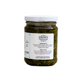 Close-up of parsley, garlic and red wine vinegar in Jimmy Chimichurri