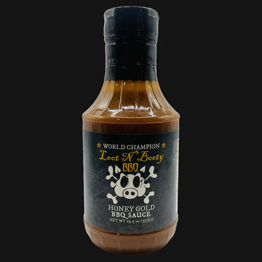 Loot Nβ Booty Honey Gold BBQ Sauce 553g bottle - mustard-based sweet & tangy