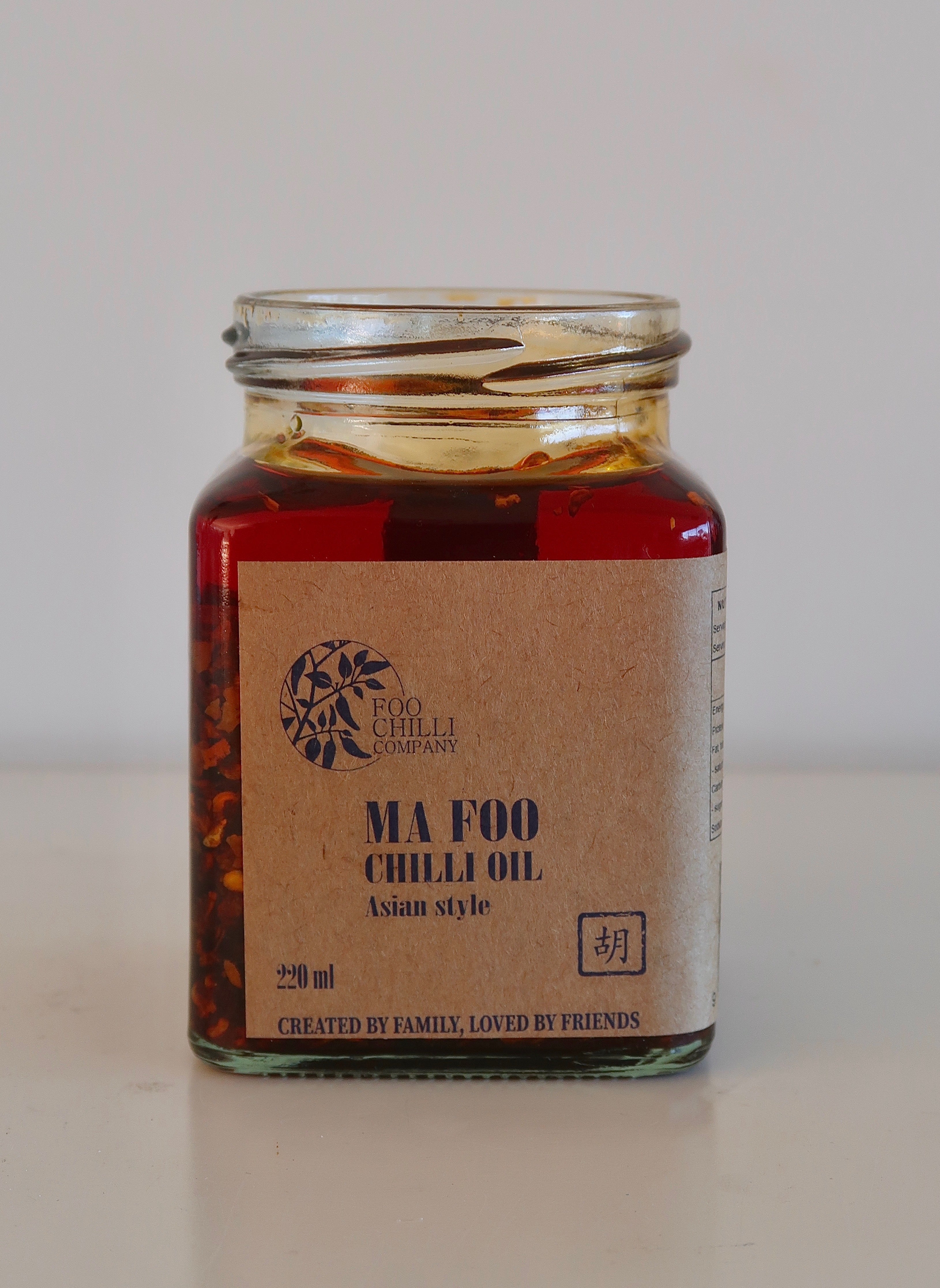 Foo Chilli Company Ma Foo Chilli Oil 220ml jar, Asian-style crispy chilli oil made in Melbourne