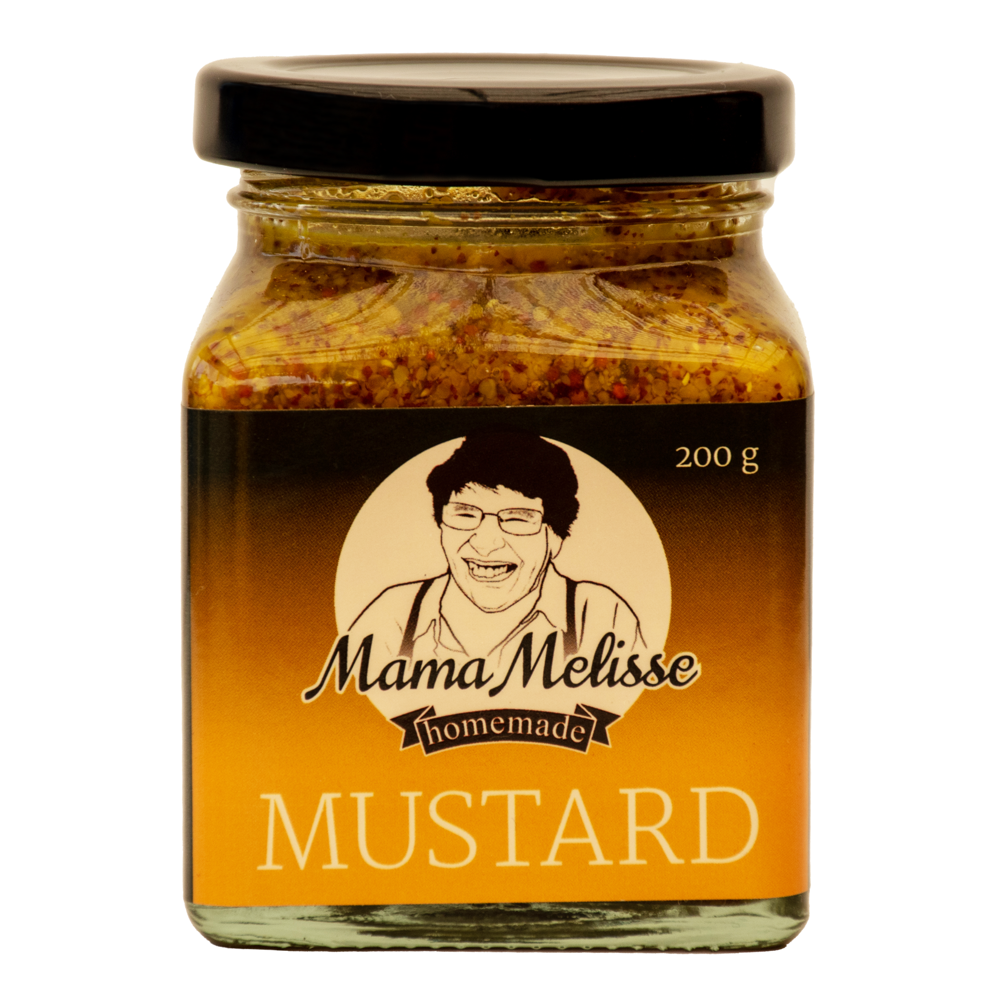 Mama Melisse Mama Mustard 200g glass jar front label - gluten free Australian mustard