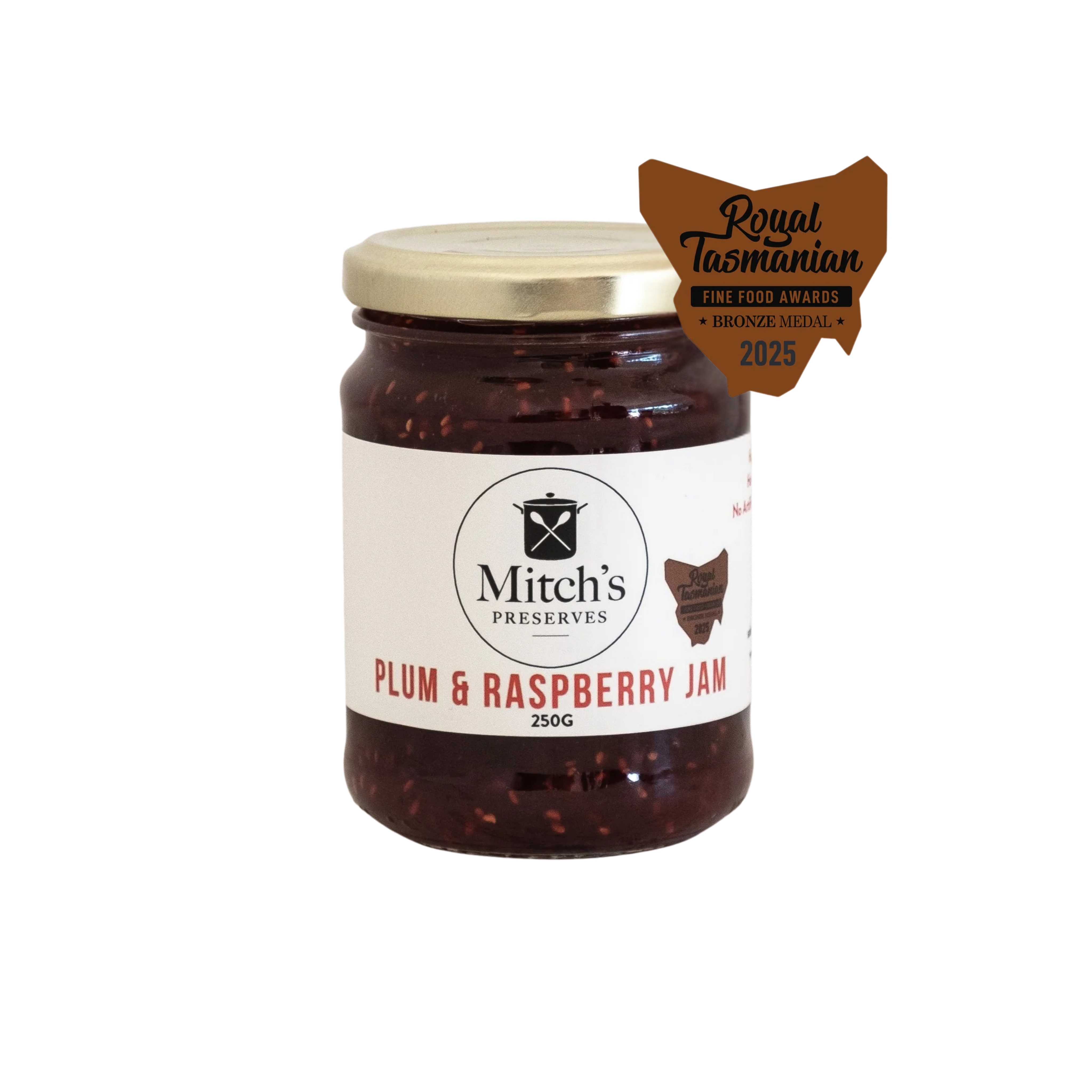 Mitch's Preserves Plum & Raspberry Jam 250g jar