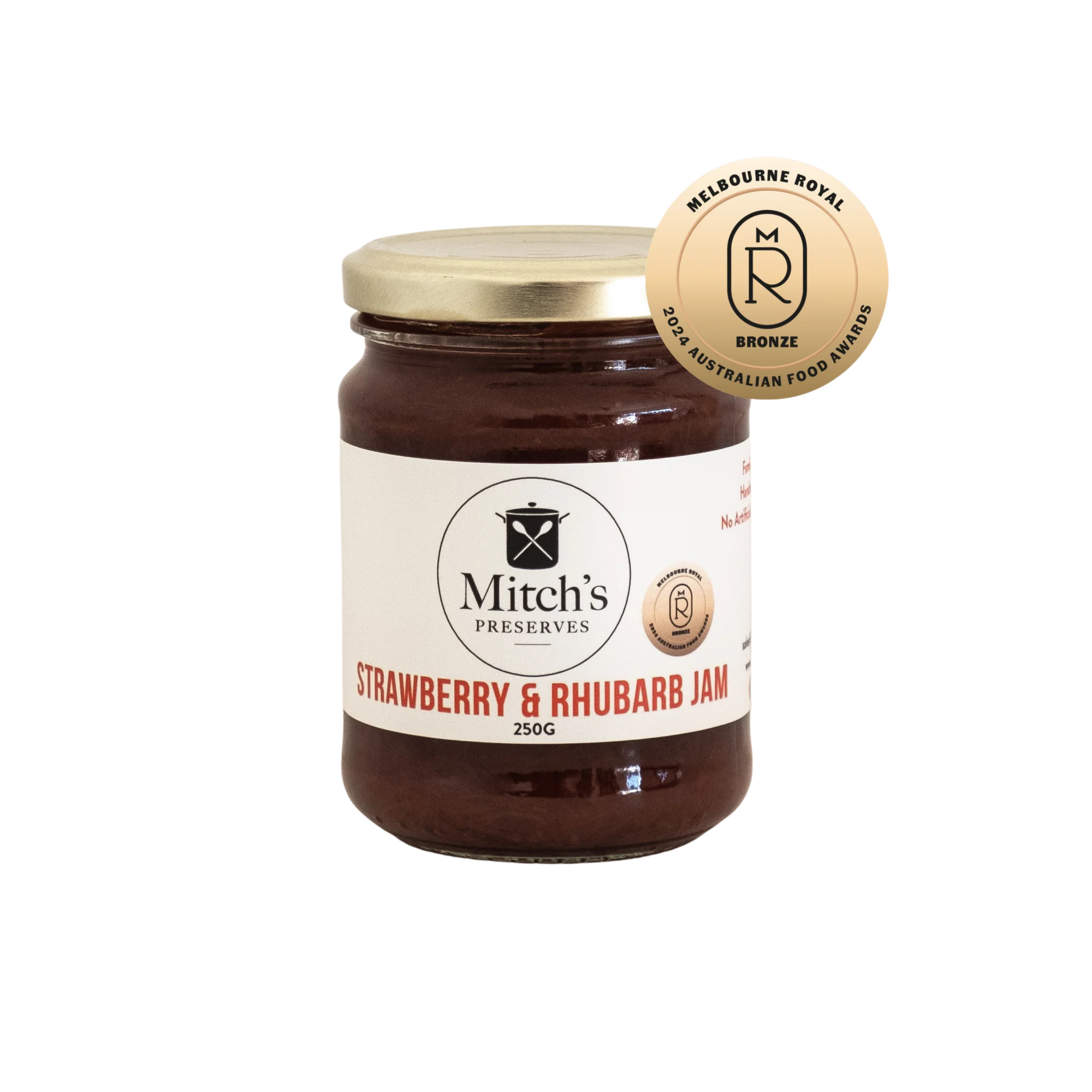 Mitch's Preserves Strawberry & Rhubarb Jam 250g jar