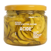 ACIDE Bread & Butter Zucchini Pickles 125g pickle, front of jar on transparent background