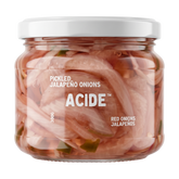 ACIDE Jalapeño Onions 300g pickle, front of jar on transparent background