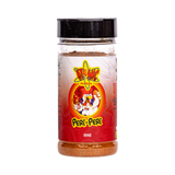 Atomic Chicken Chicken Peri Peri Seasoning Rub 200g, front of shaker on transparent background