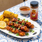 Atomic Chicken Peri Peri rub — peri peri chicken skewers with grilled corn and lemon