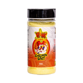 Atomic Chicken Chicken Salt Seasoning 330g, front of shaker on transparent background