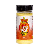 Atomic Chicken Chicken Salt Seasoning 330g, front of shaker on transparent background