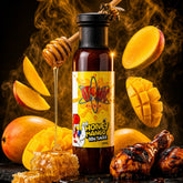 Atomic Chicken Honey Mango BBQ Sauce — honey drizzle, fresh mango and glazed BBQ drumsticks in smoke