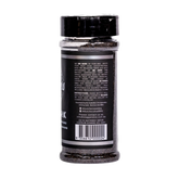 Butchers Axe Big Bark beef rub 190g shaker, side label detail, transparent background