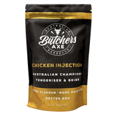 Butchers Axe Chicken Injection and Brine 500g tub, front label, product only on transparent background