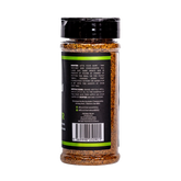 Butchers Axe Hunter Lamb and Game Rub 165g shaker, side label detail, transparent background
