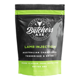 Butchers Axe Lamb Injection 500g tub, front label, product only on transparent background