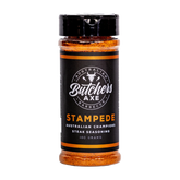 Butchers Axe Stampede steak seasoning 180g shaker, front label, product only on transparent background