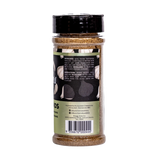 Butchers Axe Woodlands garlic seasoning 170g shaker, side label detail, transparent background