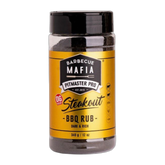 Barbecue Mafia OG Steakout BBQ Rub 340g beef rub — front of shaker on transparent background