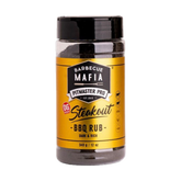Barbecue Mafia OG Steakout BBQ Rub 340g beef rub — front of shaker on transparent background