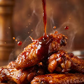 Barbecue Mafia The Fix Bourbon & Cola BBQ Sauce — bourbon-cola sauce drizzled over sticky chicken wings