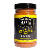 Barbecue Mafia The Snitch BBQ Rub 270g chicken rub — front of shaker on transparent background