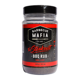 Barbecue Mafia The Steakout BBQ Rub 240g beef rub — front of shaker on transparent background