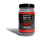Barbecue Mafia The Steakout BBQ Rub 240g beef rub — front of shaker on transparent background