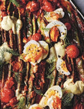 Berber&Q: On Vegetables by Josh Katz hardback cookbook — interior page of Romano Beans with tahina and egg