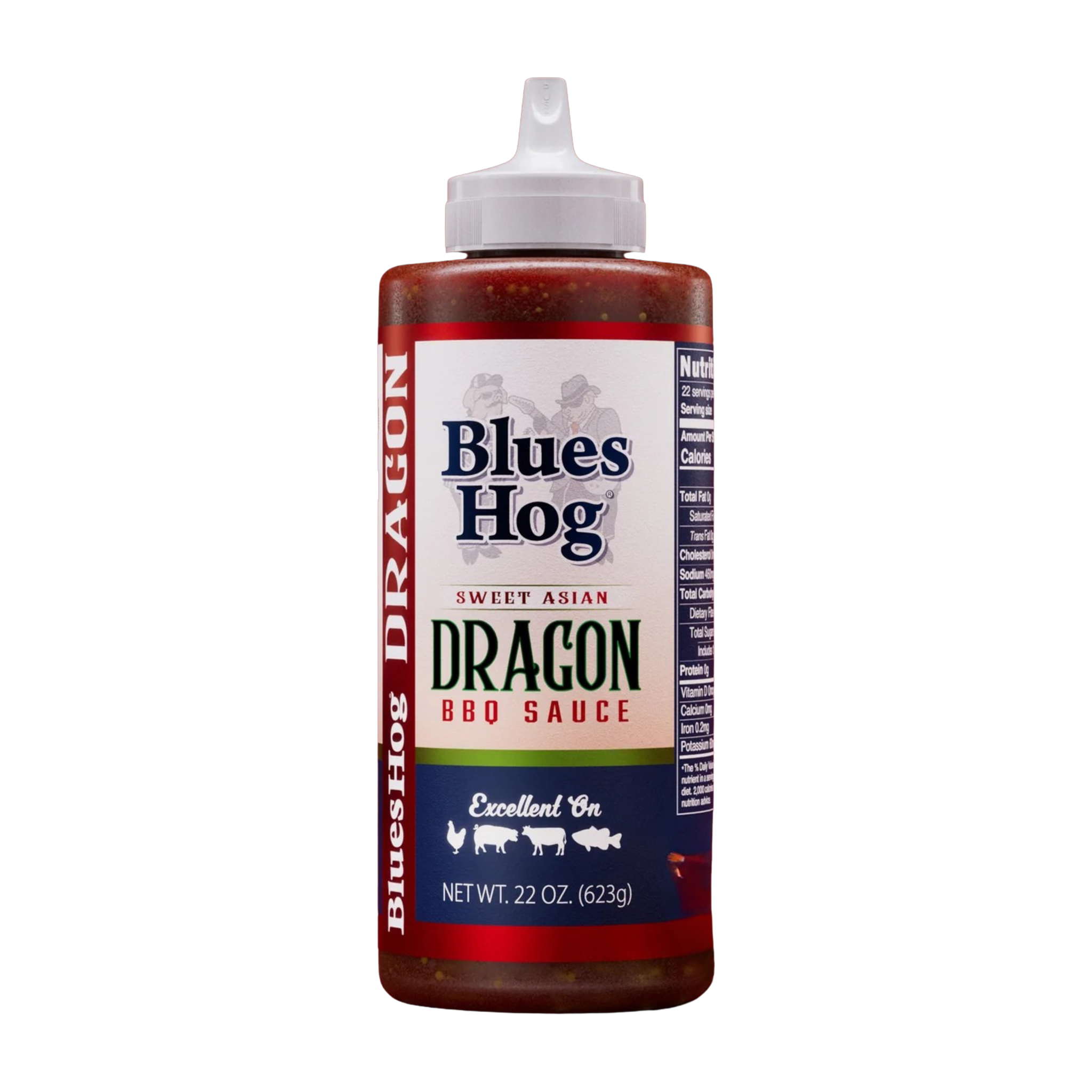 Blues Hog Sweet Asian Dragon BBQ Sauce 623g squeeze bottle — front label, transparent cutout