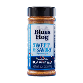 Blues Hog Sweet & Savory Seasoning 177g shaker — front label, transparent cutout