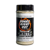 Boars Night Out White Lightning 411g shaker, transparent front view