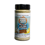 Boars Night Out White Lightning Double Garlic Butter 346g shaker, transparent front view