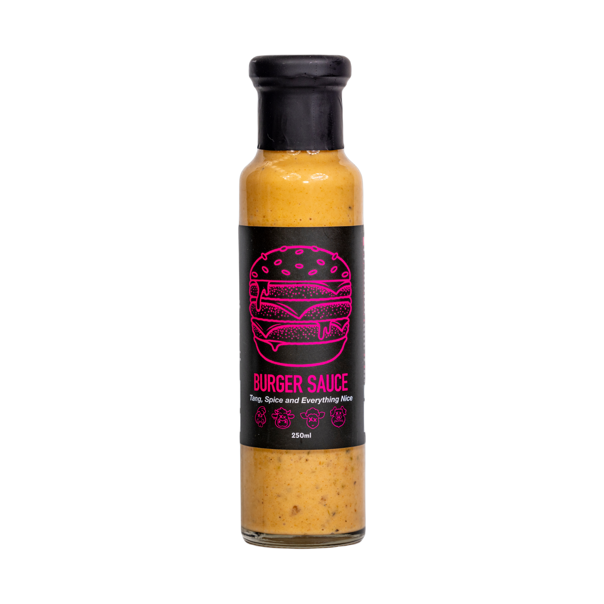 Booma's BBQ Burger Sauce 250ml, transparent bottle