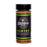 Butchers Axe Hunter Lamb and Game Rub 165g shaker, front label, product only on transparent background
