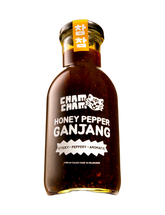 ChamCham Honey Pepper Ganjang 265g Korean soy glaze — front of bottle on transparent background