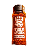 ChamCham Tiger Crunch Korean Chilli Salt 120g — front of shaker on transparent background