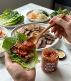 ChamCham Kimchi Relish served with BBQ meat