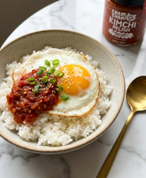 ChamCham Kimchi Relish with rice and fried egg