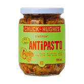 Chuck Hughes Mild Antipasto 375ml antipasto condiment — front of jar on transparent background