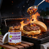 Chuck Hughes Mild Eggplant Relish 375ml eggplant relish — eggplant relish spooned onto a chargrilled burger patty
